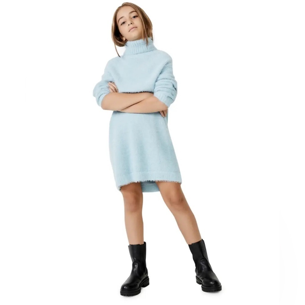 Bardot Junior Light Teal Lianna Knit Fuzzy Sweater Dress Girls 12-14